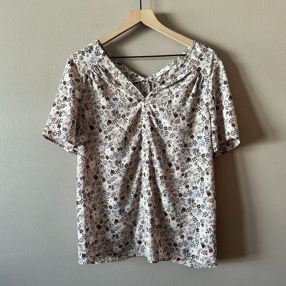 Women's S Pleione Floral Blouse Light Pink Lightweight Short Sleeves Print - Picture 2 of 7